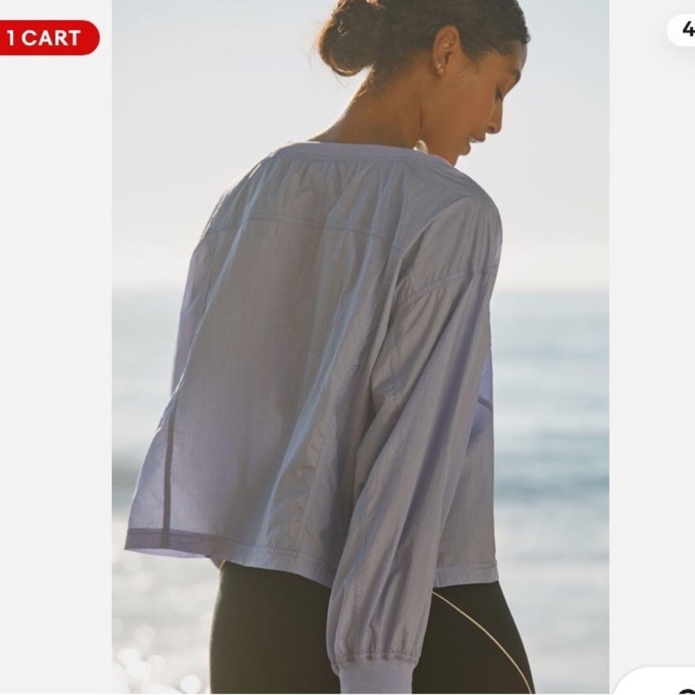 Daily Practice Anthropologie lilac pullover active top nylon oversized Small NWT - Picture 5 of 11
